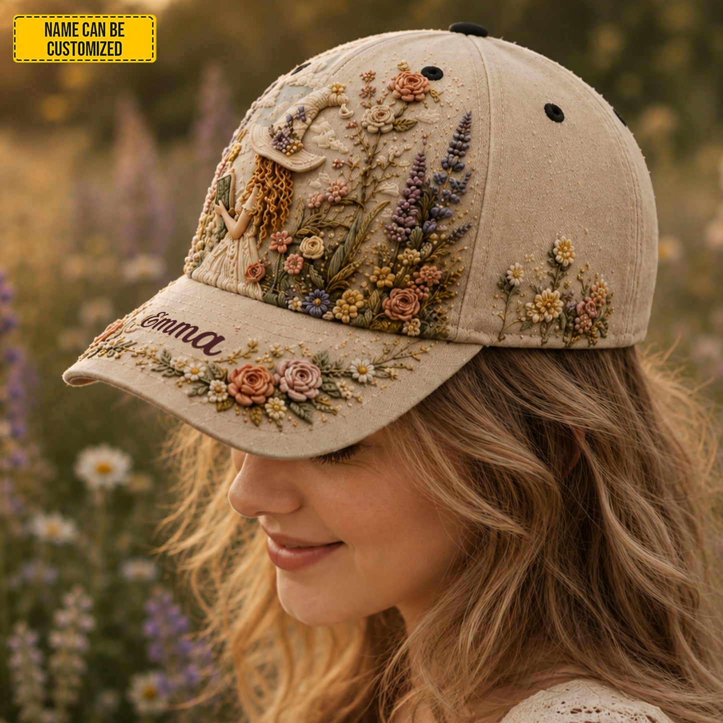 Personalized Floral Enchanted Garden Witch Classic Cap