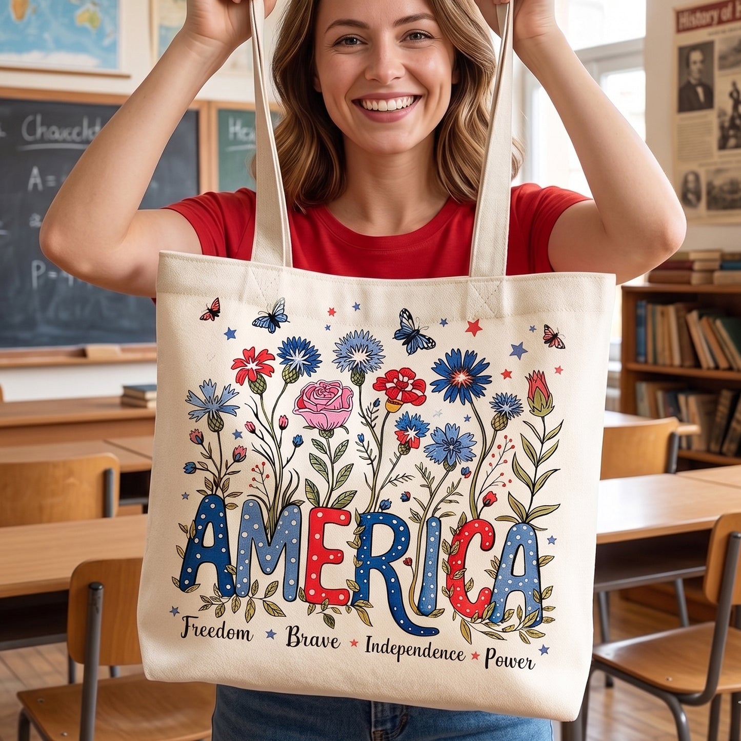 Patriotic Wildflower Tote Bag