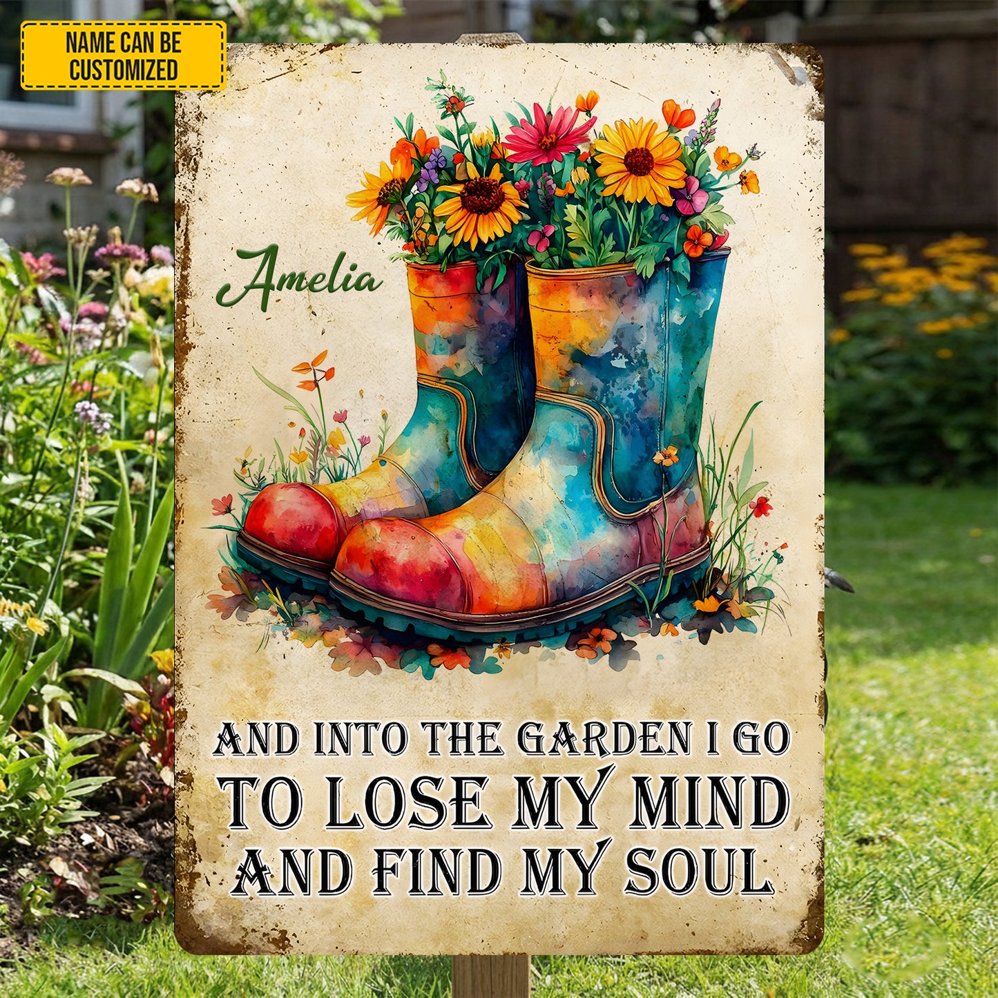 Into The Garden - Personalized Boots Metal Sign