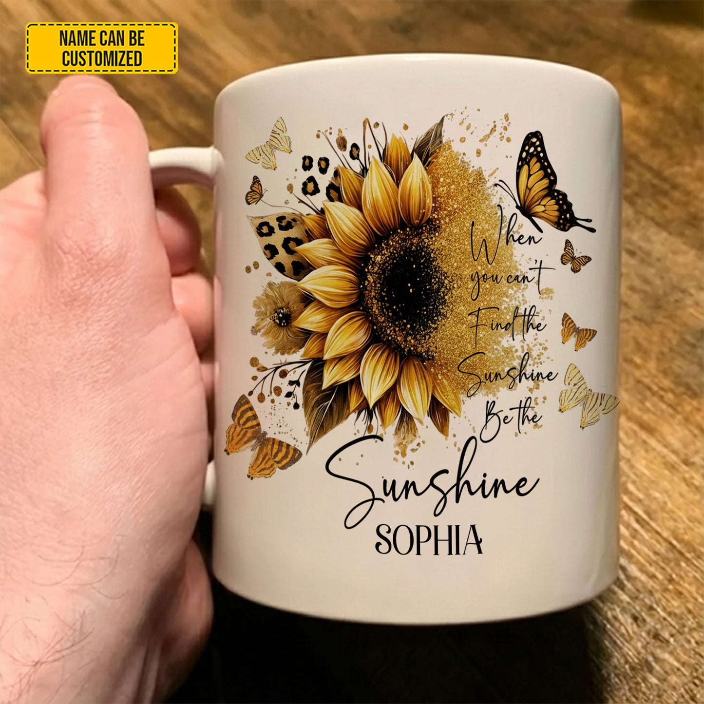 Sunflower Inspirational - Personalized Sunflower White Mug
