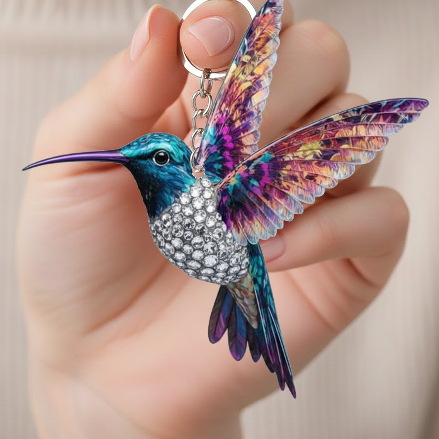 Colorful Hummingbird Keychain