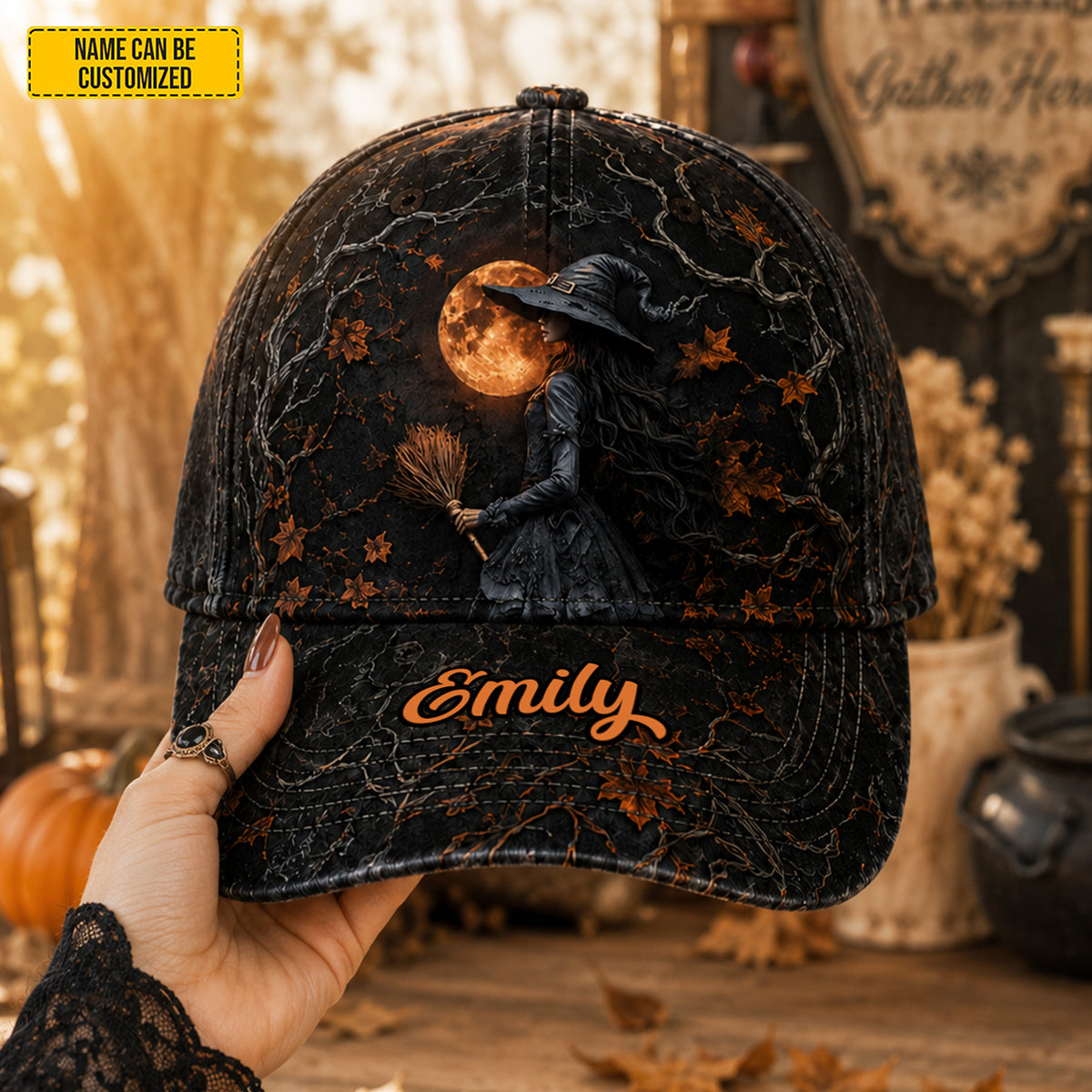 Personalized Moon Witch Halloween Cap