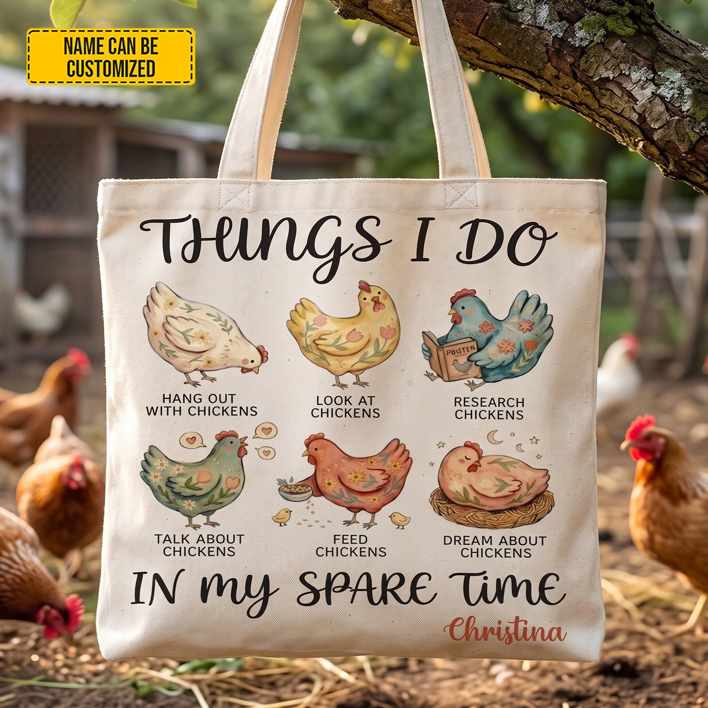 Personalized Chicken Lover Tote Bag