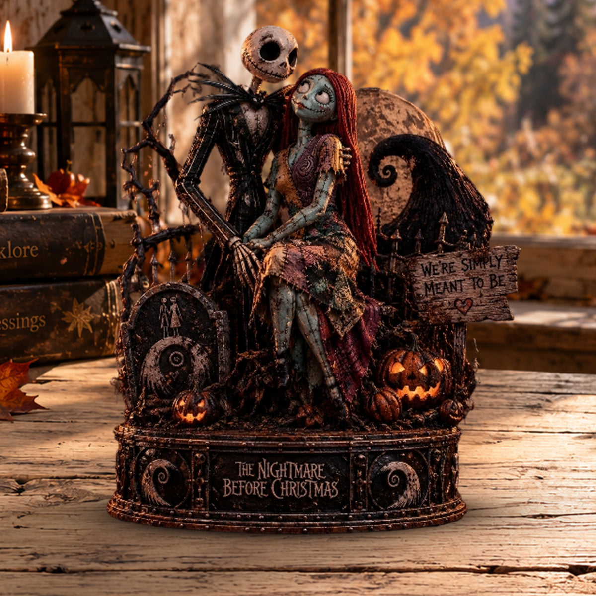 Gothic Skeleton Couple Eternal Love – Collectible Acrylic Halloween Table Decor