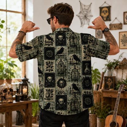 Raven’s Midnight Garden – Gothic Hawaiian Shirt