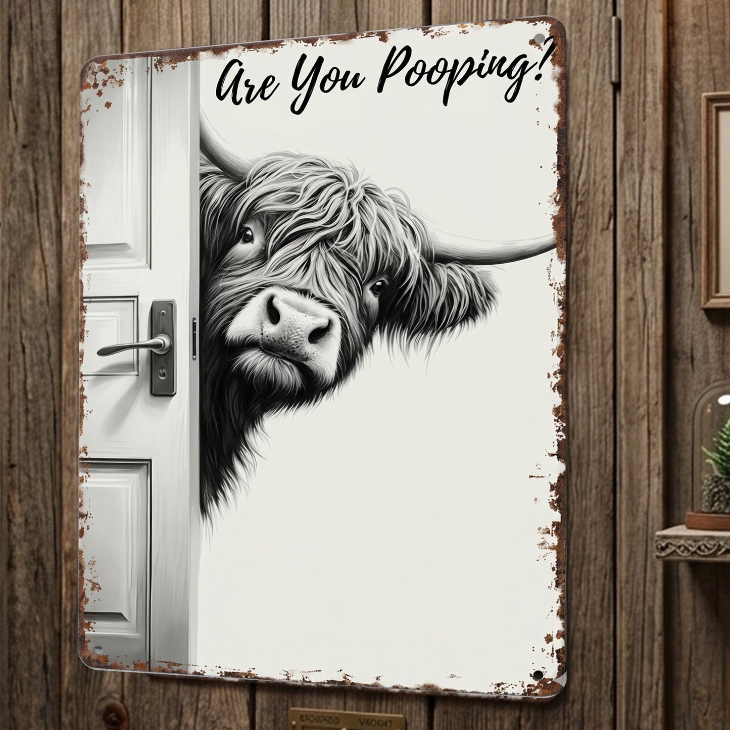 Funny Cow Metal Sign Bathroom - Perfect Gift For Home