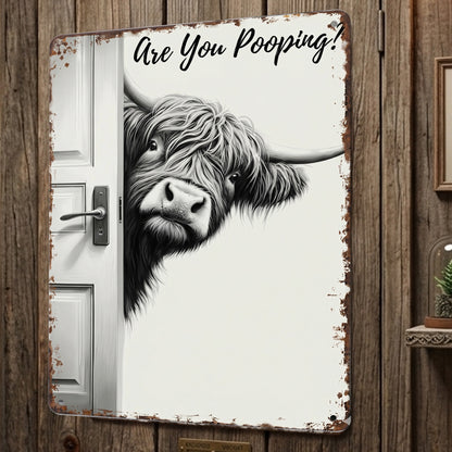 Funny Cow Metal Sign Bathroom - Perfect Gift For Home
