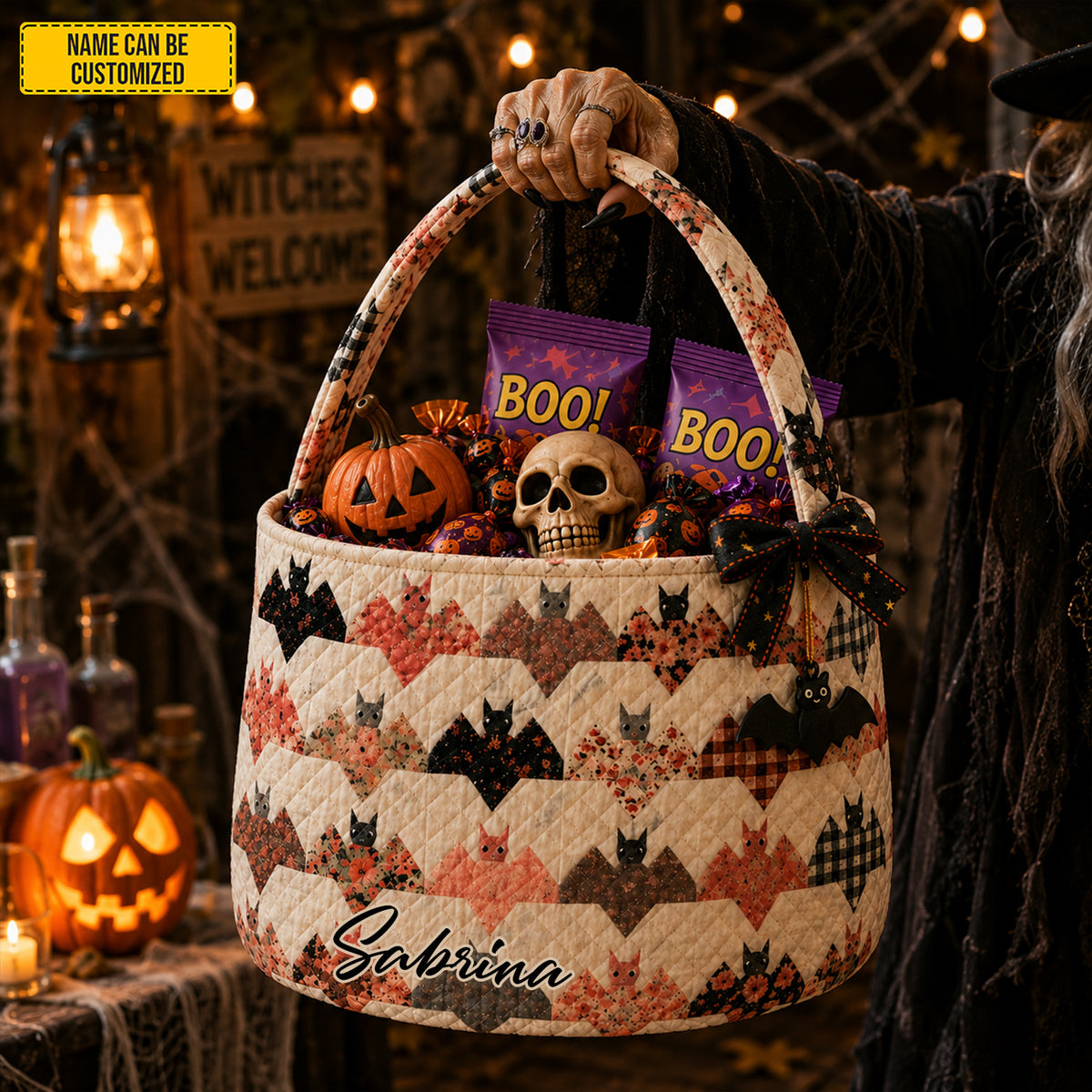 Personalized Halloween Bat Candy Basket