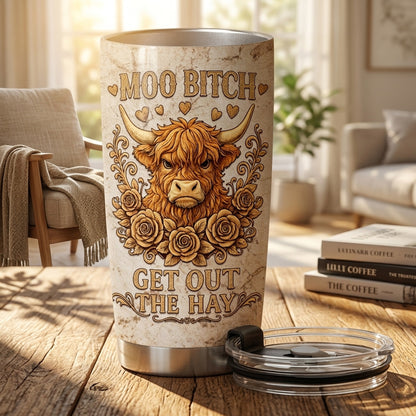 Get Out The Hay - Personalized Highland Cow Tumbler