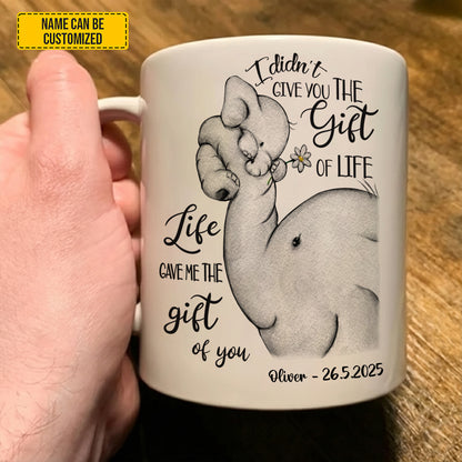 Personalized Elephant Mom & Baby White Mug