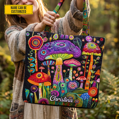 Personalized Psychedelic Mushroom Tote Bag