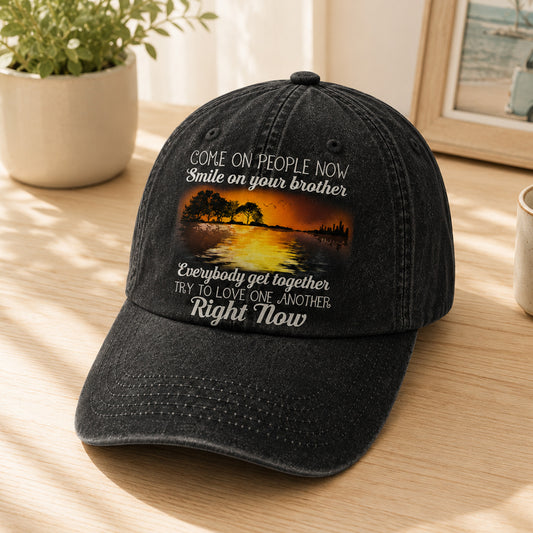 Come On People Now - Guitar Classic Music Denim Cap
