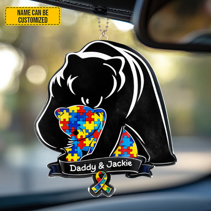 Personalized Autism Bear Mom Car Ornament