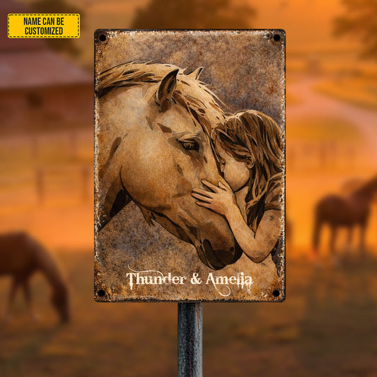 Personalized Horse & Baby Girl Metal Sign