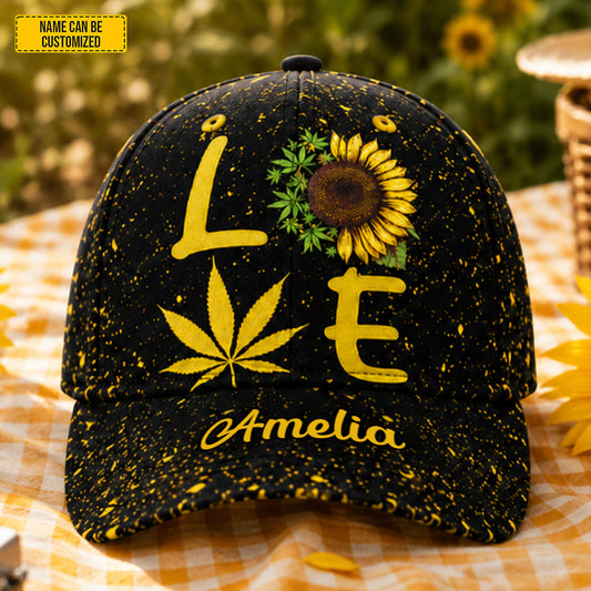 Personalized Sunflower Cannabis Love Vintage Classic Cap