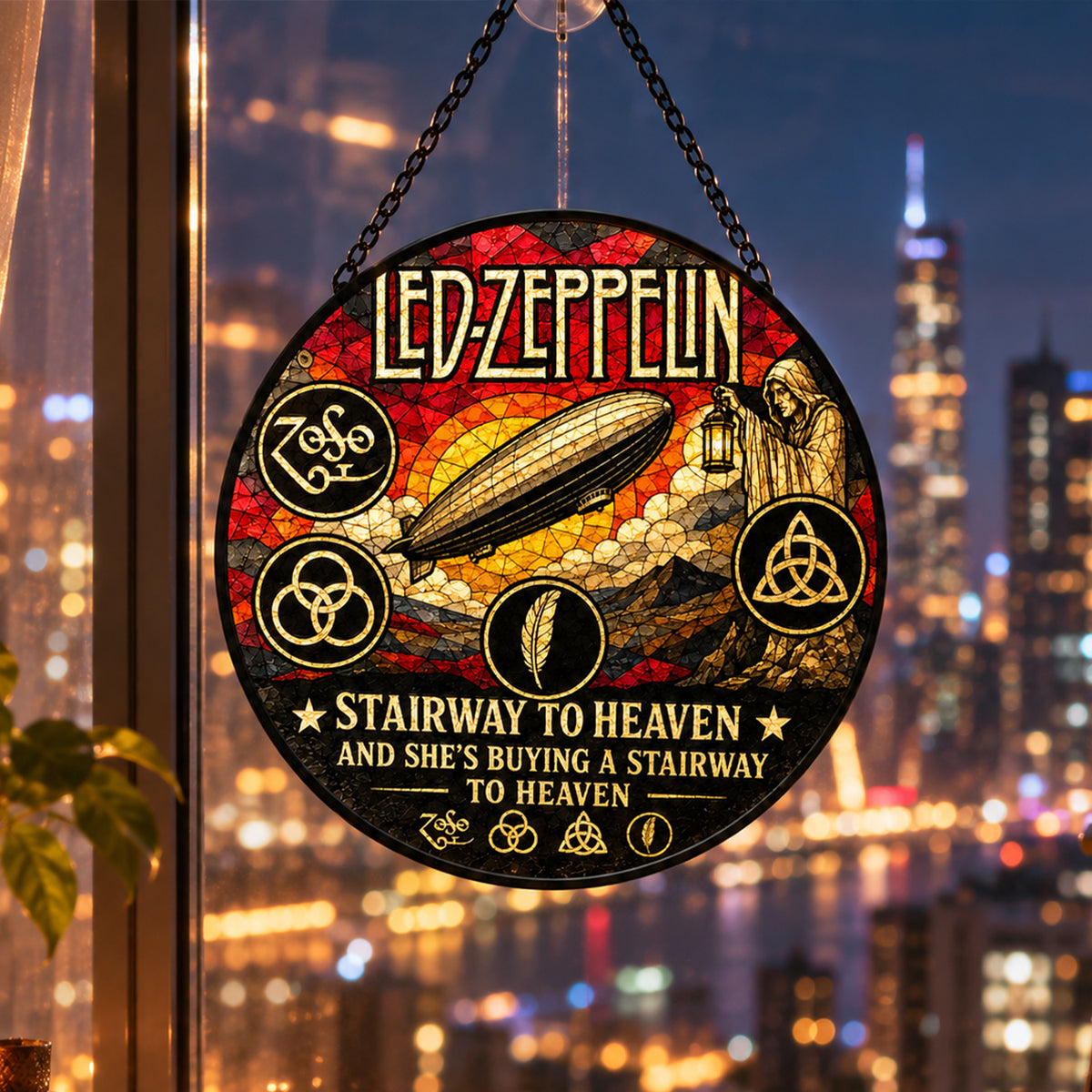 Led Zeppelin Stairway to Heaven Stained Glass Suncatcher
