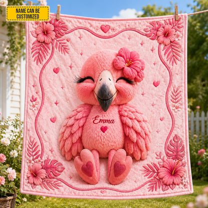 Personalized Cute Flamingo Blanket