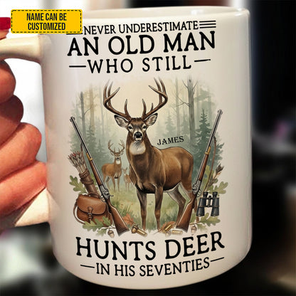 Old Man Deer Hunter – Personalized White Mug