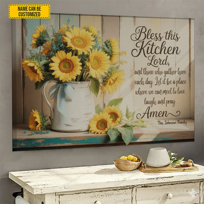Personalized Sunflower Mom Kitchen Poster Canvas
