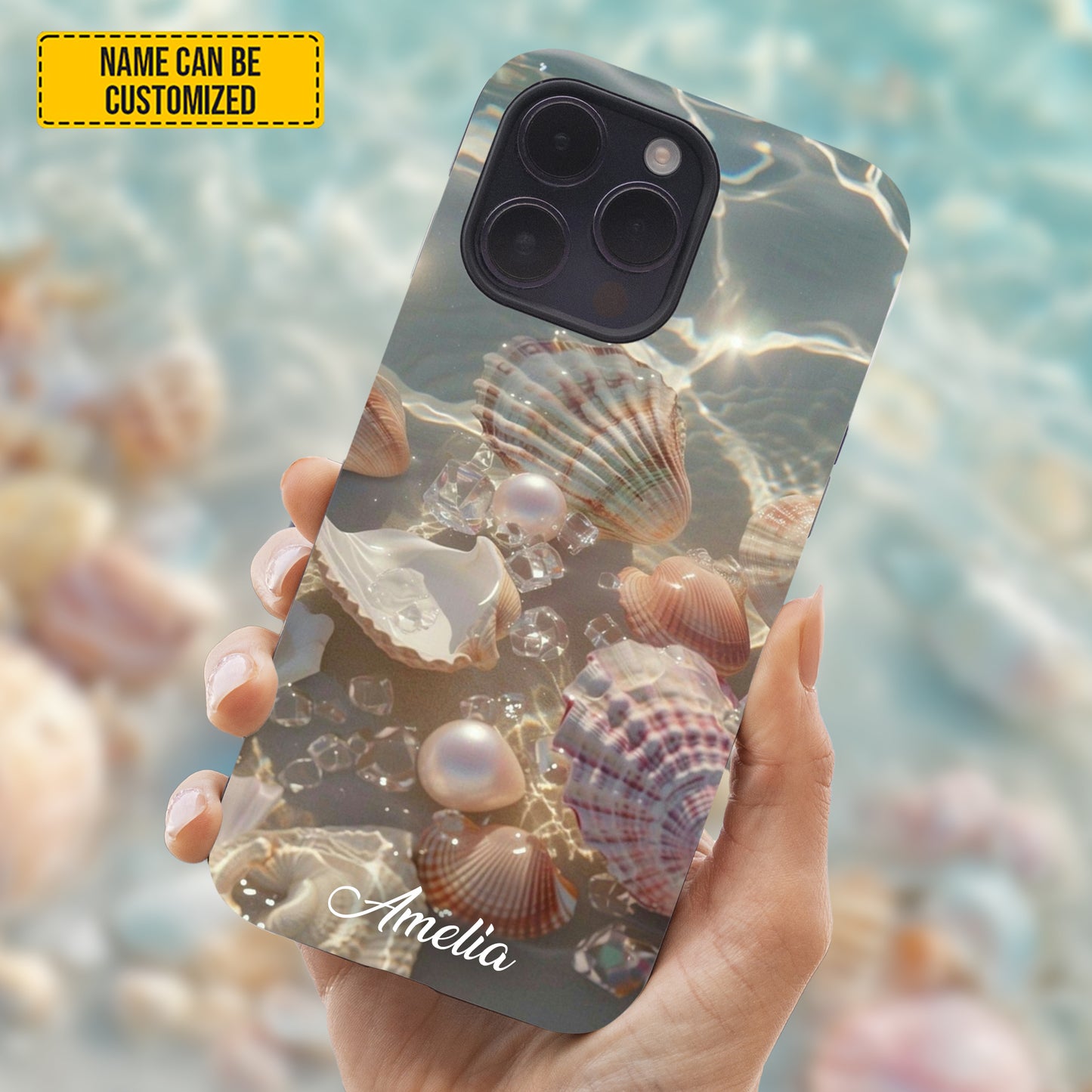 Personalized Seashell With Ocean Phone Case