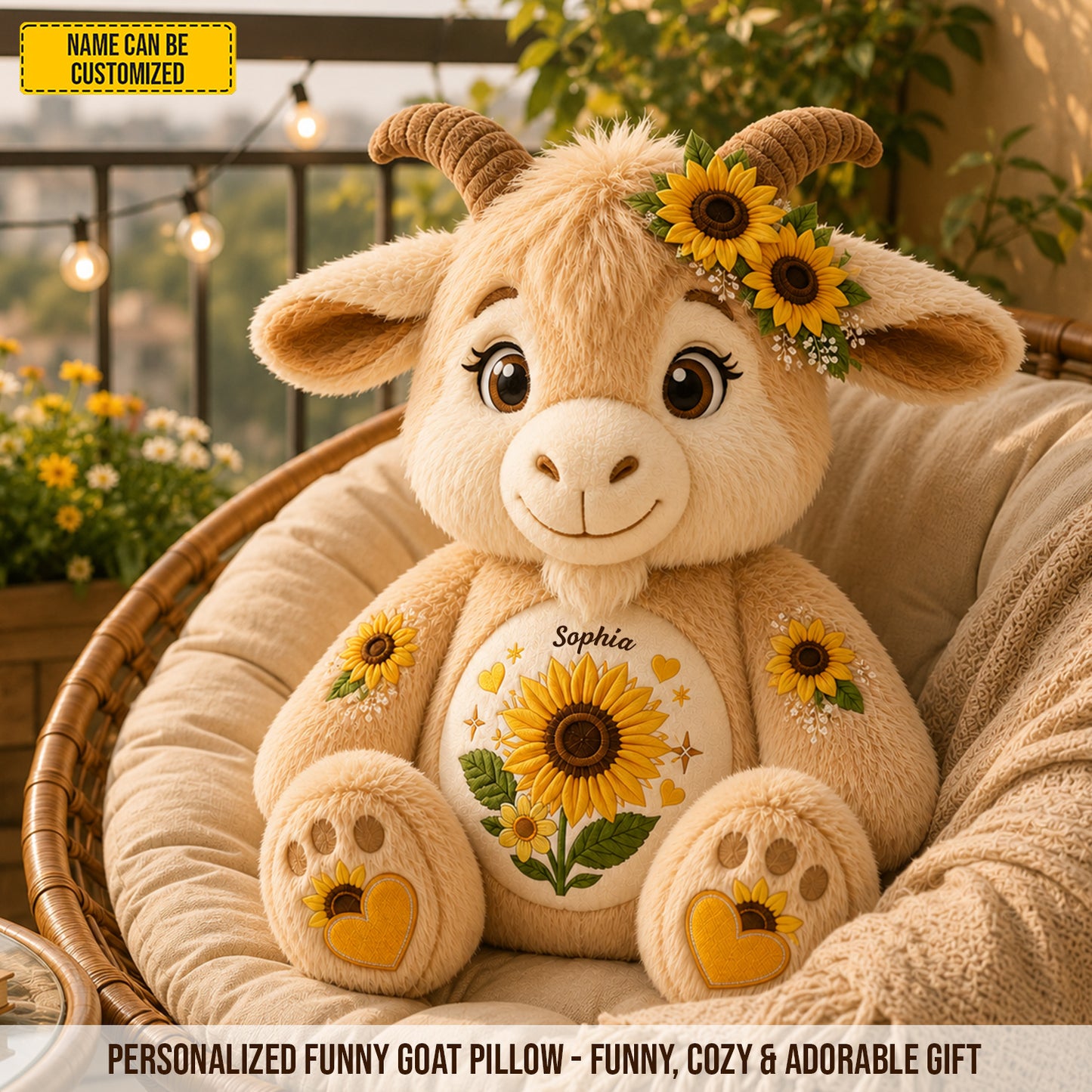 Personalized Cute Goat Custom Shaped Pillow