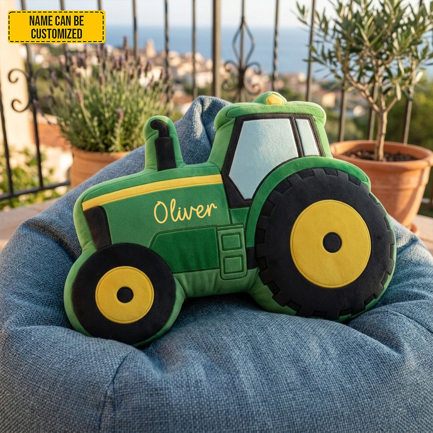 Personalized Cozy Tractor Shaped Pillow