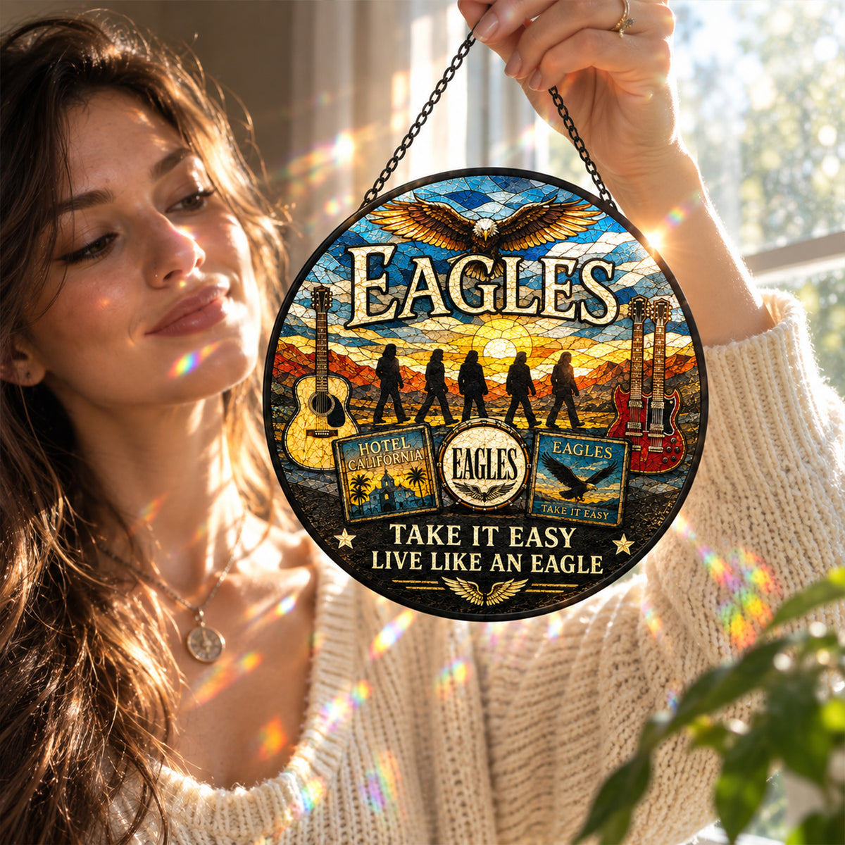 Eagles Take It Easy Stained Glass Suncatcher