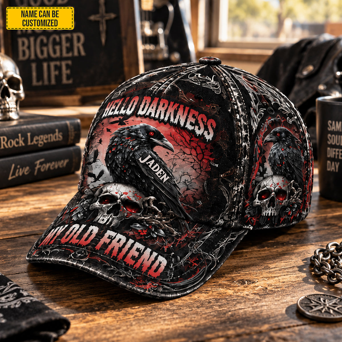 Personalized Raven Skull Classic Cap