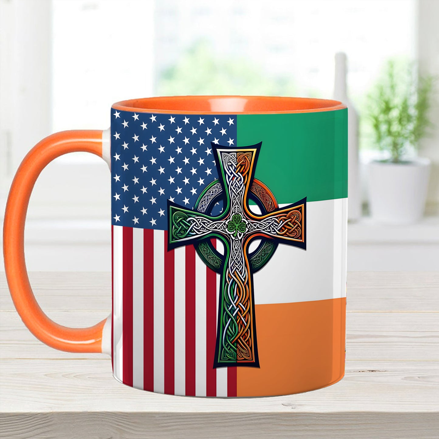 Irish-American Celtic Cross Accent Mug