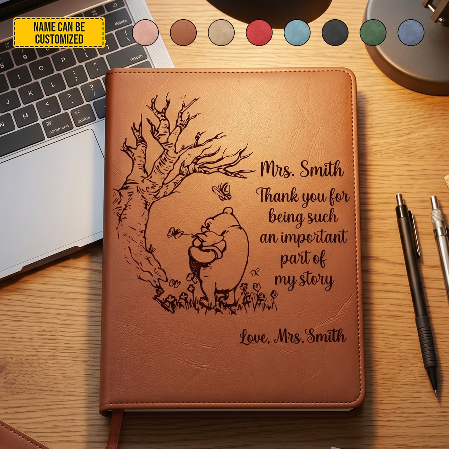 Personalized Thank You Teacher Leather Journal