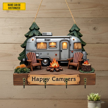 Personalized Happy Campers Custom Shaped Key Rack