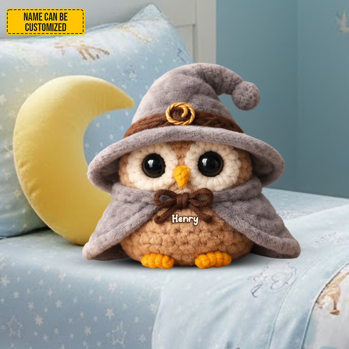Personalized Cute Owl With Witch Hat Custom Shaped Pillow