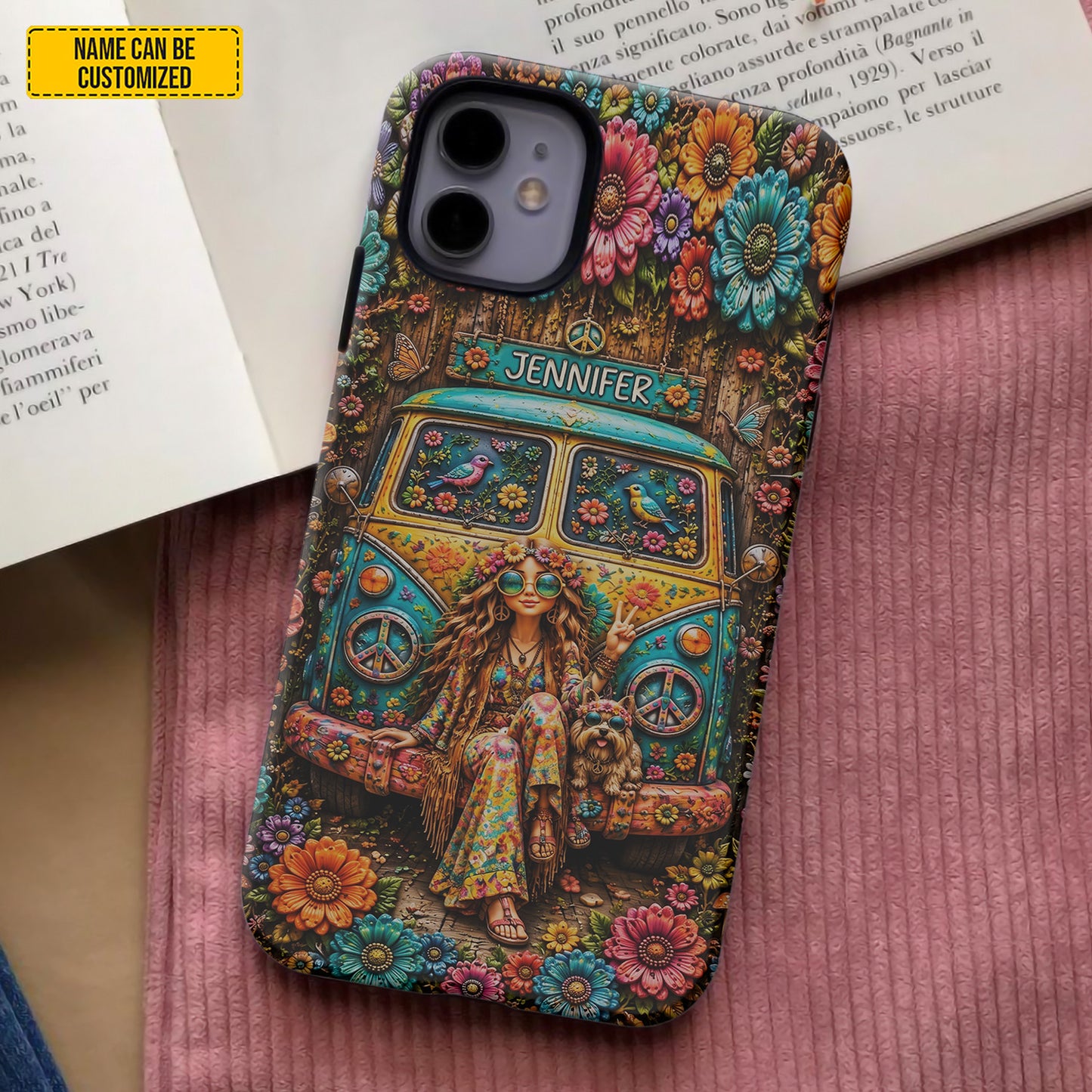 Flower Child Freedom – Personalized Phone Case