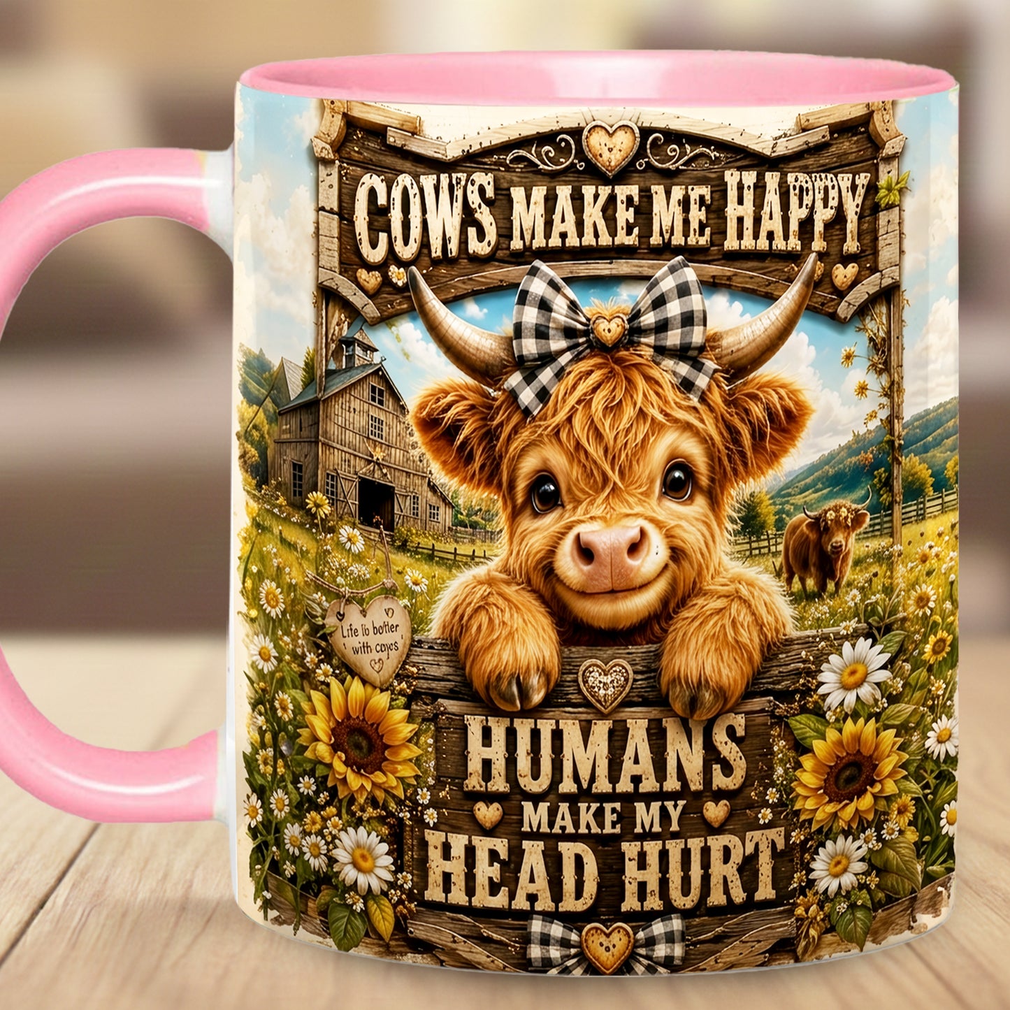 Cows Make Me Happy - Personalized Cow Accent Mug
