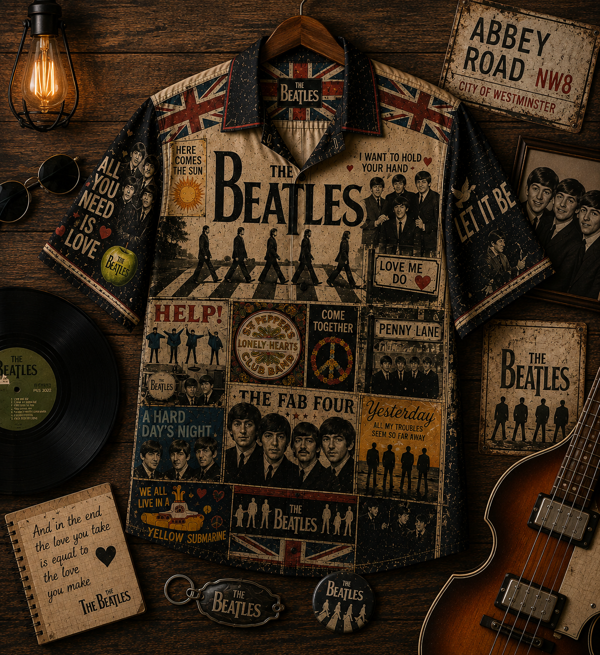The Beatles Hawaiian Shirt - Vintage Music Fan Gift