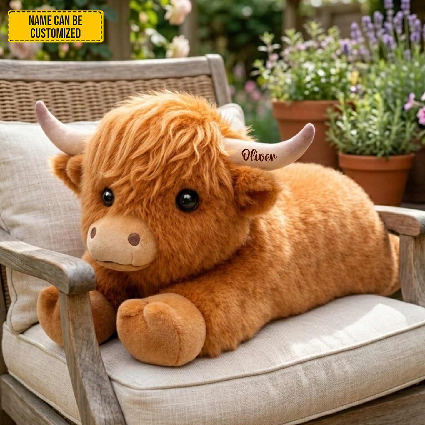 Personalized Cozy Highland Cow Shaped Pillow
