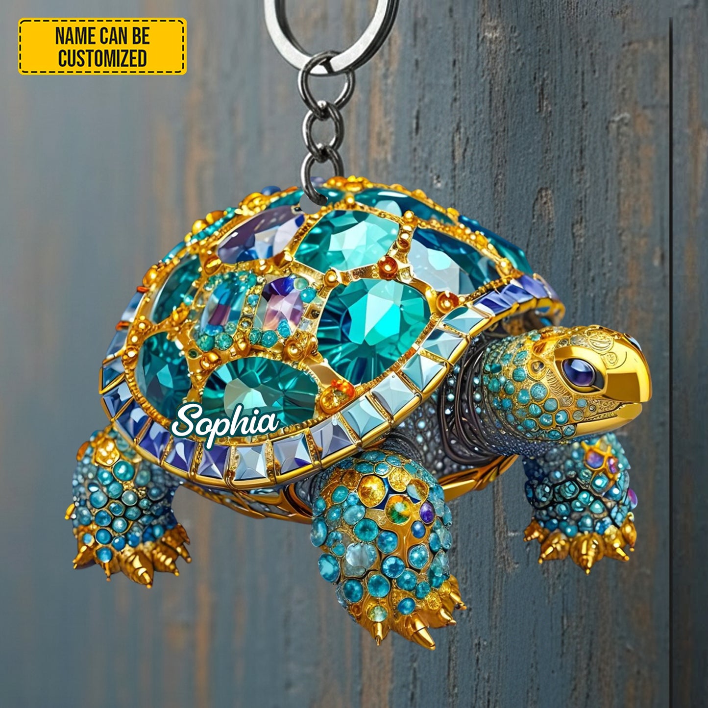 Personalized Sea Turtle Jewel Keychain