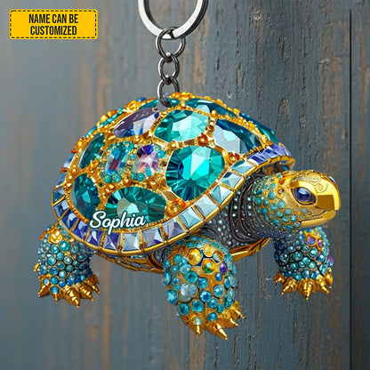 Personalized Sea Turtle Jewel Keychain