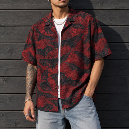 Dark Gothic Bat Swarm Red Hawaiian Shirt
