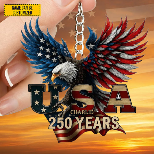 Personalized USA 250 Years Eagle Keychain