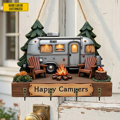 Personalized Happy Campers Custom Shaped Key Rack