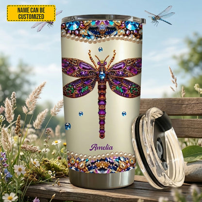 Personalized Sparkle Dragonfly Tumbler