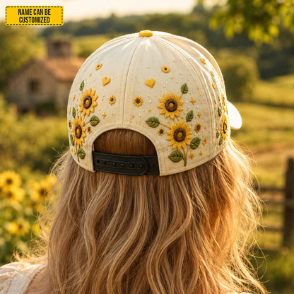 Personalized Sunflower Bear Classic Cap
