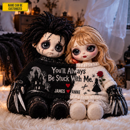 Personalized Gothic Love Couple Dolls Custom Shape Pillow