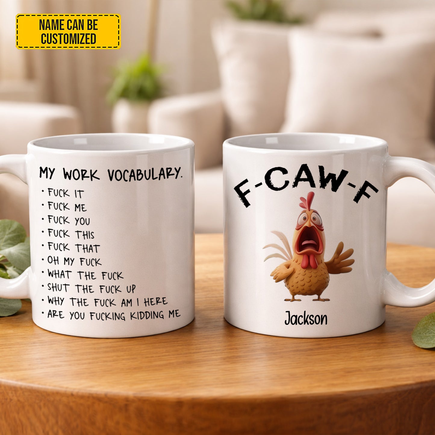 Personalized F-Caw-F Funny Chicken Mug