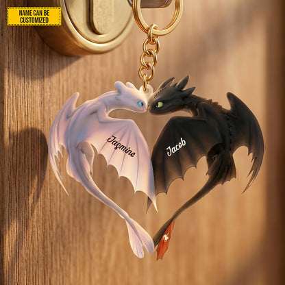 Personalized Dragon Couple Acrylic Keychain