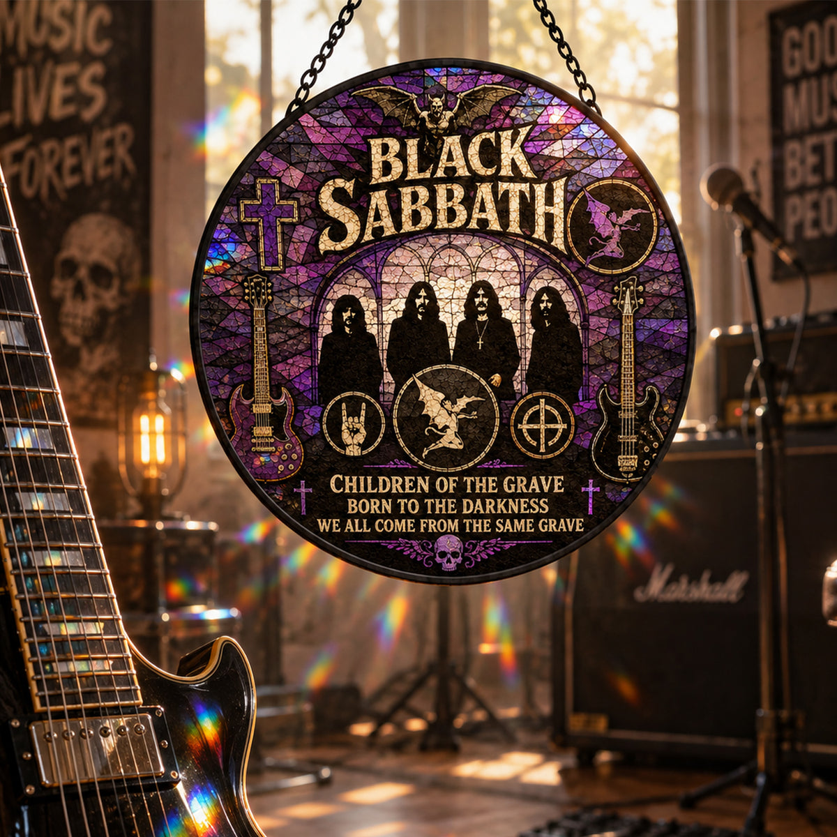 Black Sabbath Heavy Metal Legends Stained Glass Suncatcher