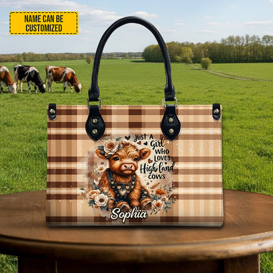 Love Highland Cows - Personalized Leather Handbag
