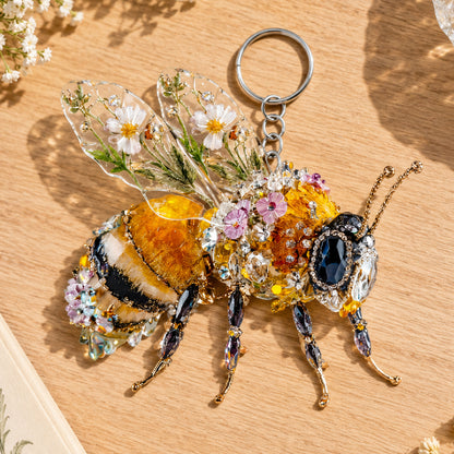 Sparkle Bee Floral Keychain