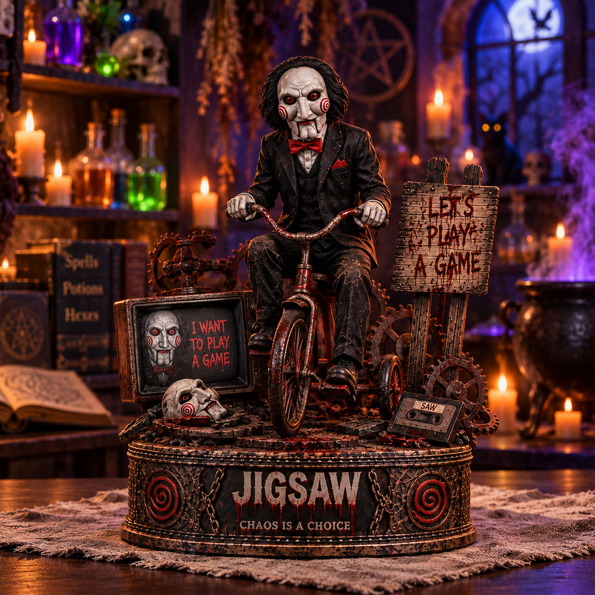 Jigsaw Let’s Play A Game Halloween - Horror Collectible Table Decor